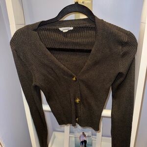 Garage Women's Dark Brown Ribbed Cardigan